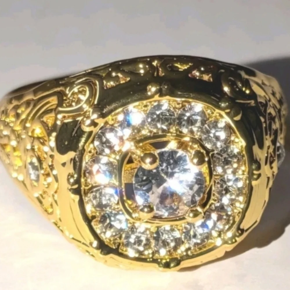 Mens 3ct Oval Cut Moissanite Band Ring 14k Yellow Gold Plated Sz 10